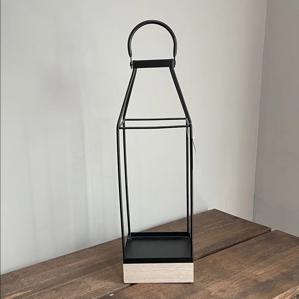 Black Lantern With Wooden Base